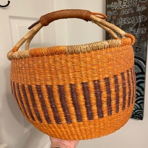Vintage Bolga Market Basket - Large - Purple and Orange